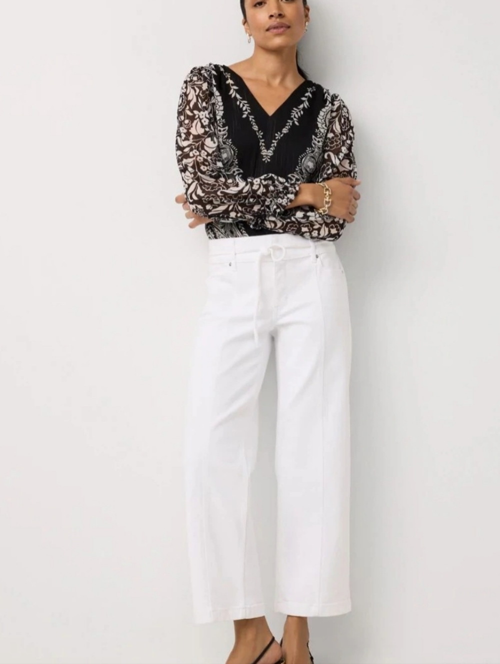 WHBM Braided Belt Wide Leg Crop Sz 14 MWT